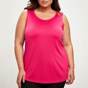 ELLEN TRACY Pink Zipper Detail Tunic Tank Top